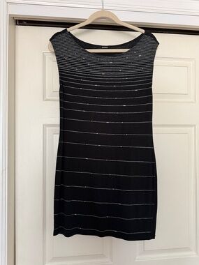 Express Black Mini Dress with Silver Stripes